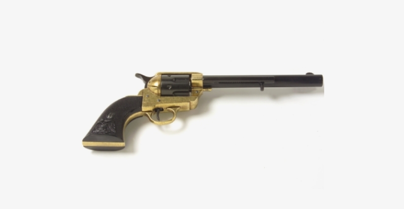 Old West Black And Gold Cavalry Barrel Revolver - Denix 22-1109l M1873 Replica Old West Revolver Cavalry, transparent png #4078900