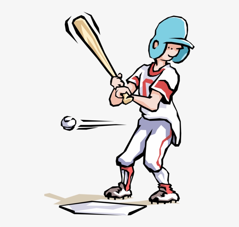 Vector Illustration Of Kid Baseball Player Swings The - Clip Art, transparent png #4079306