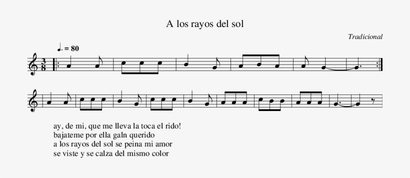 Listen To A Los Rayos Del Sol - Abc Notation, transparent png #4079339