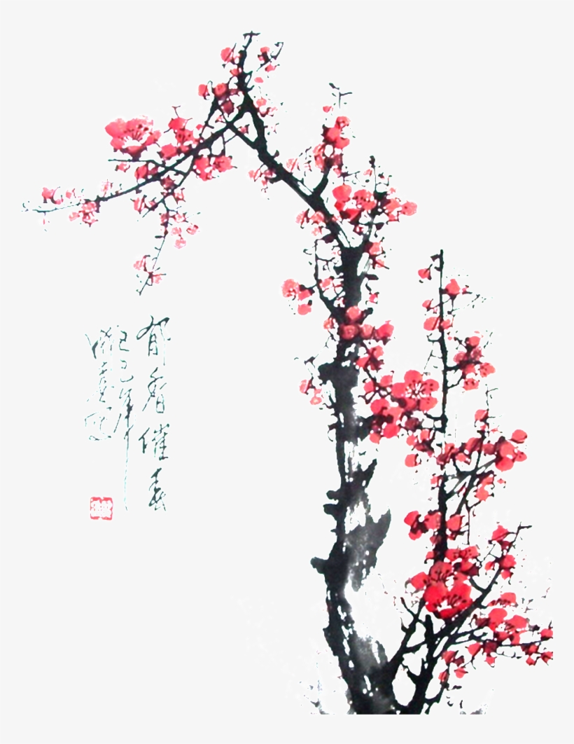 Chinese Style Hand Painted Flower Elements - Hoa Đào Thư Pháp, transparent png #4079366