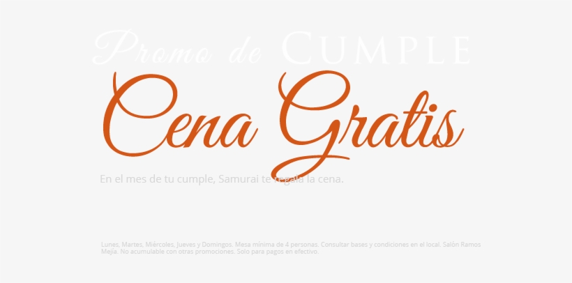 Samurai Sushi Promo De Cumple Cena Gratis - Nice Elegant Cursive Fonts, transparent png #4080342