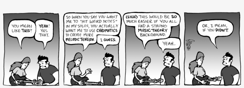 "hit More Weird Notes" - Comic Strip About Music, transparent png #4080846