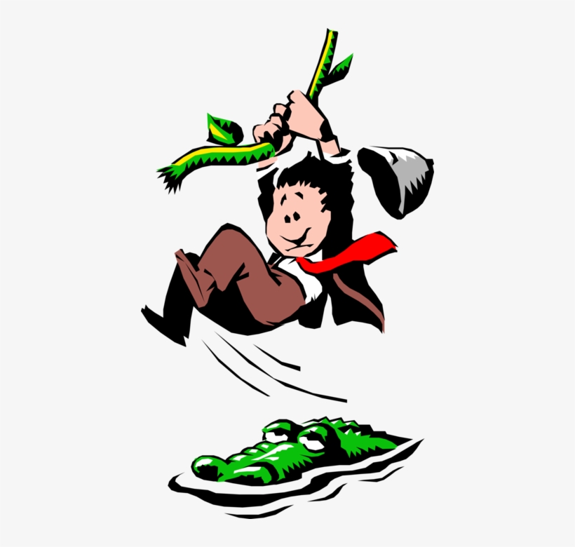 Vector Illustration Of Businessman On Safari Swinging - Risk, transparent png #4081515