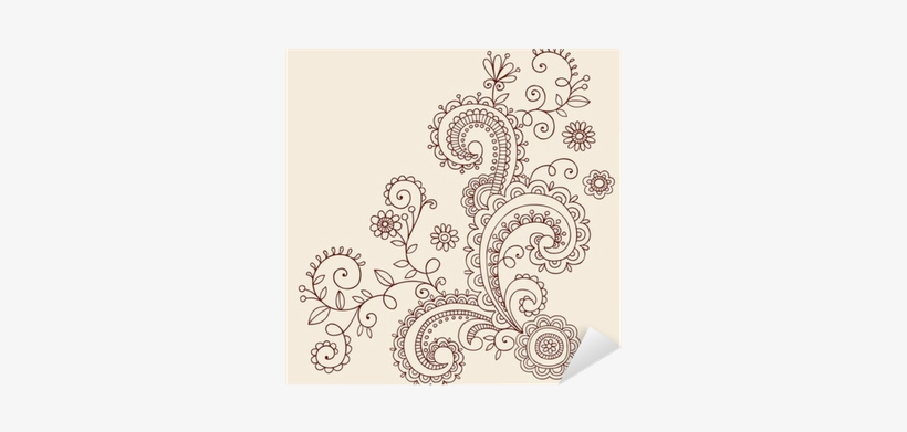 Flowers Henna Doodle Vines Vector Design Elements Sticker - Henna Doodles, transparent png #4081517