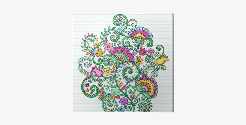Henna Notebook Doodle Vines Vector Illustration Canvas - Mandala Cat And Swear Word Coloring Books, transparent png #4081544