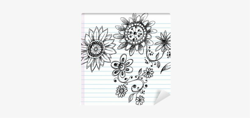 Sketchy Doodle Henna Flowers And Vines Vector Wall - African Daisy, transparent png #4081579
