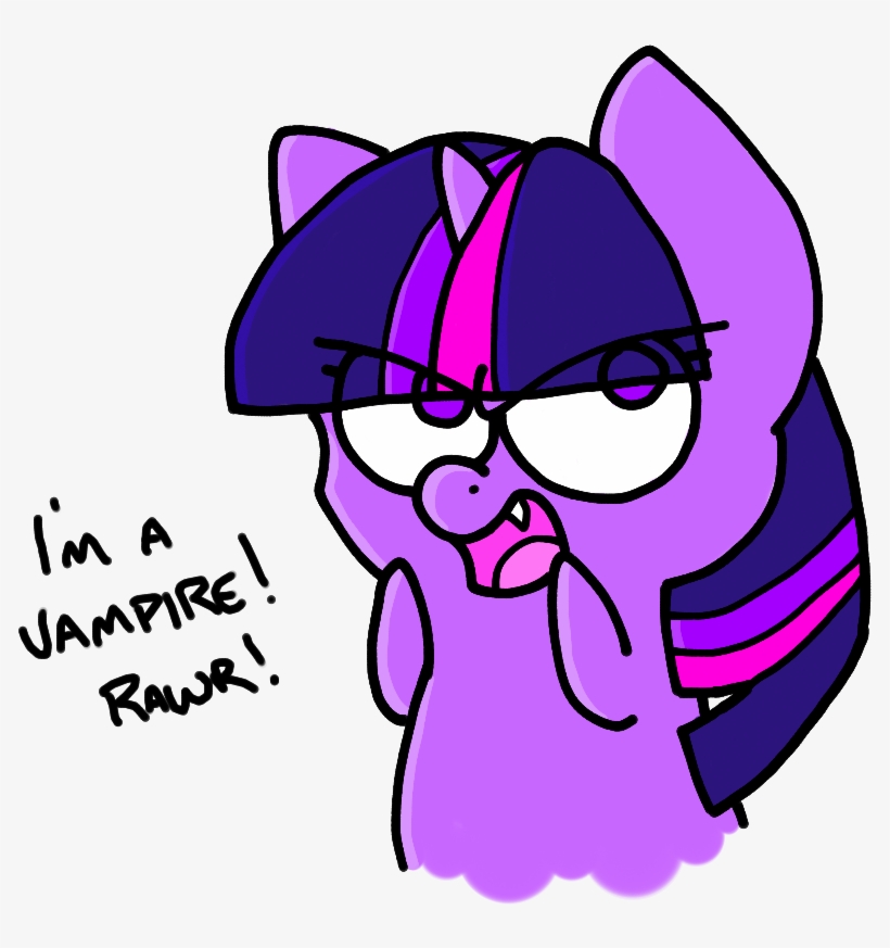 Slightinsanity, Fangs, Glare, Open Mouth, Rawr, Safe, - Twilight Sparkle As A Vampire, transparent png #4083261