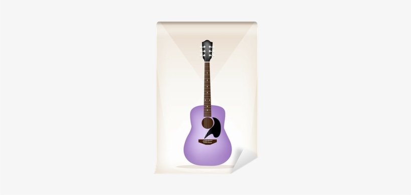 A Beautiful Purple Guitar On Brown Stage Background - Acoustic Guitar, transparent png #4084595