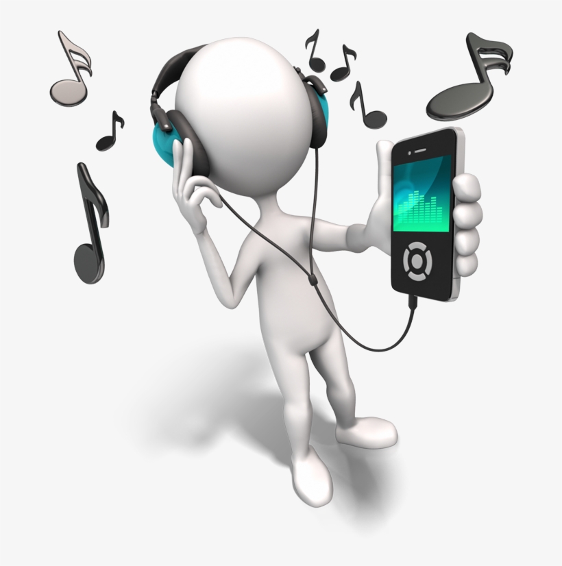 With - Stick Figure Listening To Music, transparent png #4086311