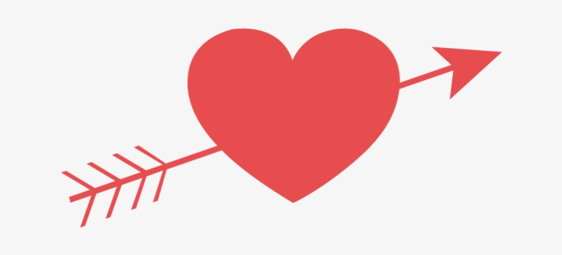 Simple Valentines Day Heart And Arrow - Valentines Day Heart With Arrow, transparent png #4086312