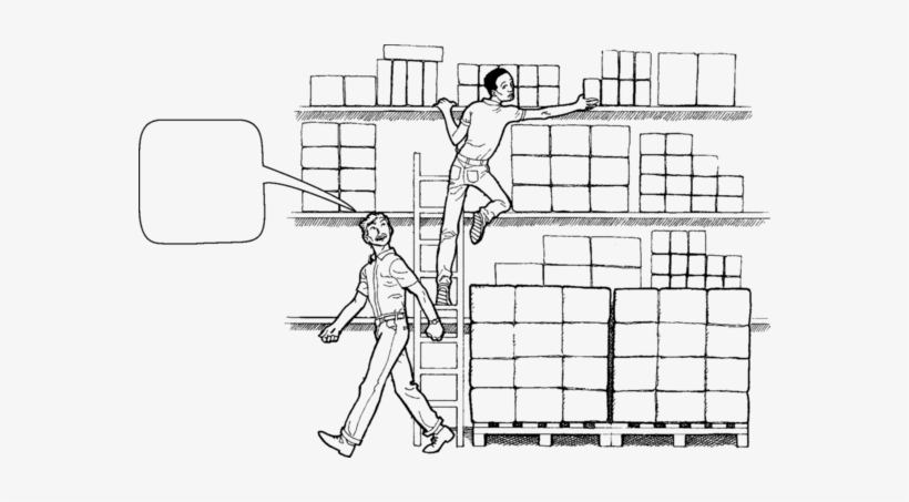 A Man Speaking To A Worker On A Ladder Who Is Reaching - Man, transparent png #4087623