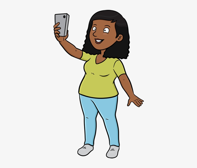 Taking A Selfie - Selfie Black Girls Cartoon, transparent png #4087987