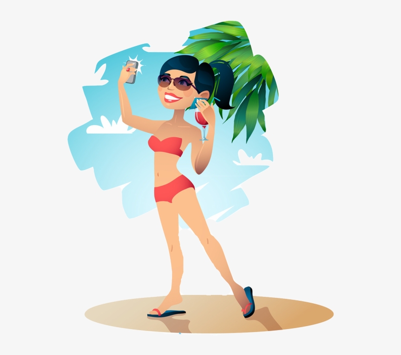 A Friendly People More Often Show Positive Emotion - Menina Tirando Selfie Desenho Png, transparent png #4088149