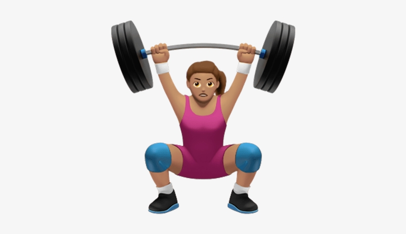 Bodybuilder Emoji - Female Weightlifter Emoji, transparent png #4088351
