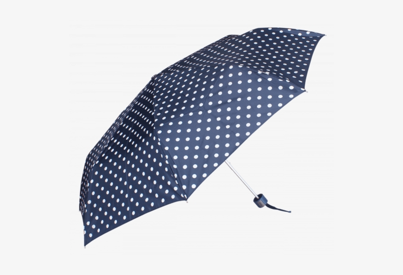 John's Polka Series Ladies 3 Fold Navy Blue Umbrella-545mm - Umbrella, transparent png #4088420