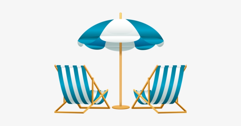 Beach Umbrella And Chair Setup - Beach Chair And Umbrella Clipart, transparent png #4088594