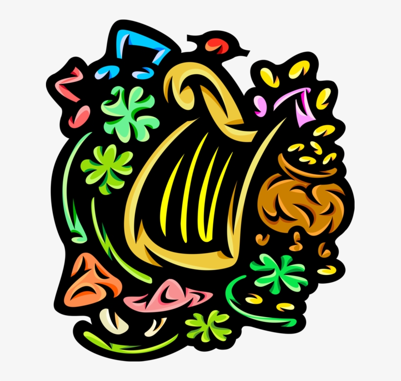 Vector Illustration Of St Patrick's Day Celtic Harp, transparent png #4088959