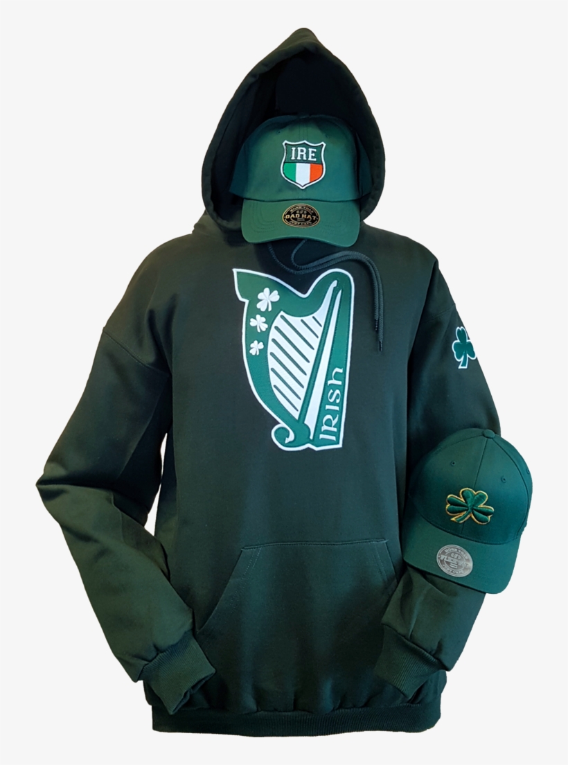Harp Irish Hoodie Forest Green - Hoodie, transparent png #4089255