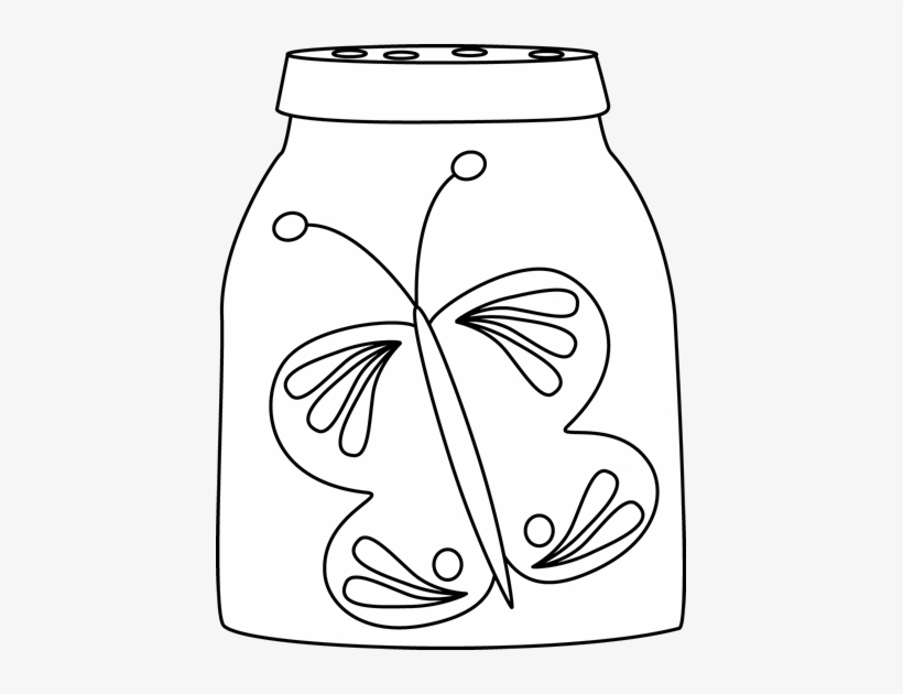 Black And White Butterfly In A Jar - Butterfly In Jar Black And White, transparent png #4089530