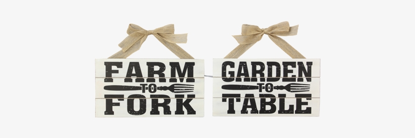 Wood Farm/garden Sign W/ Burlap Bow 12"l 2 Assorted - Product, transparent png #4089858