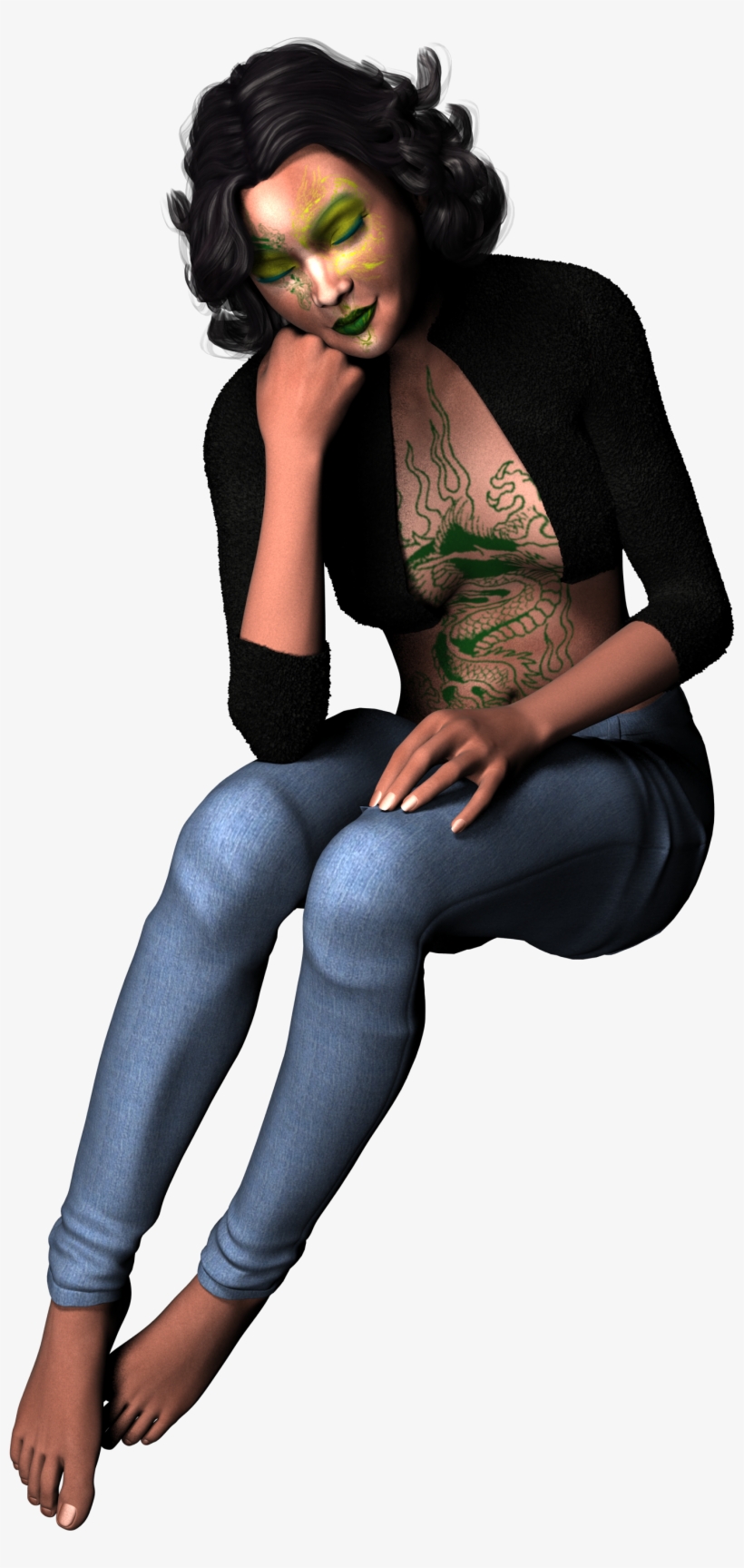 Woman Sitting Dark Tattoo Young 1216955 - Orang Duduk Png, transparent png #4090279