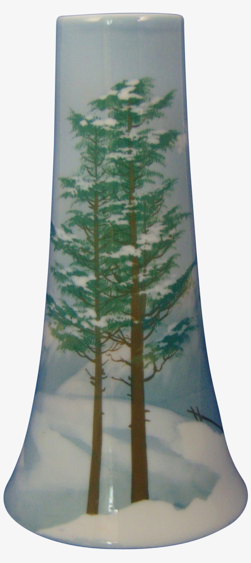 Bavaria Arts & Crafts Winter Landscape Motif Vase - Christmas Tree, transparent png #4090377