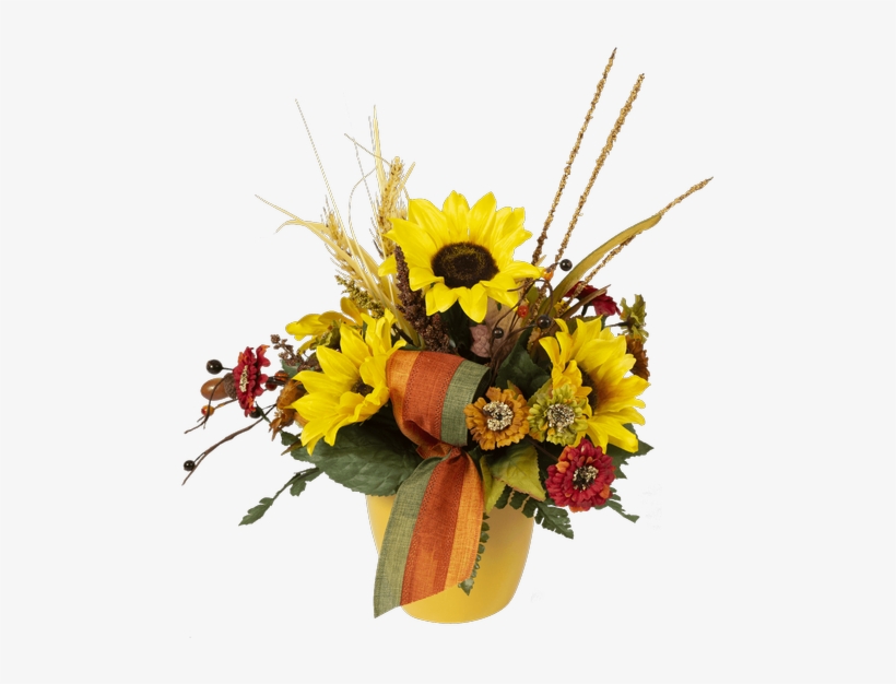 Silk Fall Sunflowers & Blooms, Yellow - Autumn, transparent png #4090413