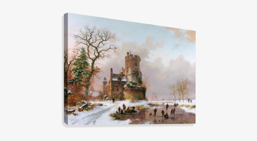 Winter Landscape With Castle And Figures Canvas Print - Art, transparent png #4090522