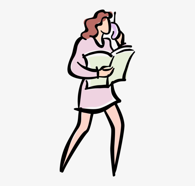 Vector Illustration Of Businesswoman Talks On Cellular, transparent png #4090778