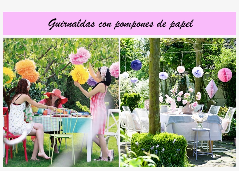 Decoración De Exterior Con Guirnaldas De Pompones De - Garden, transparent png #4092112