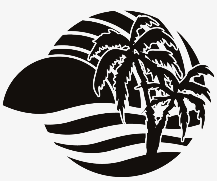 Party Beach Silhouette Labels - Beach Vector Silhouette Label, transparent png #4093116