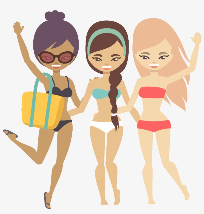 Cartoon Beach Bikini Beauty Elements - Cartoon, transparent png #4093631