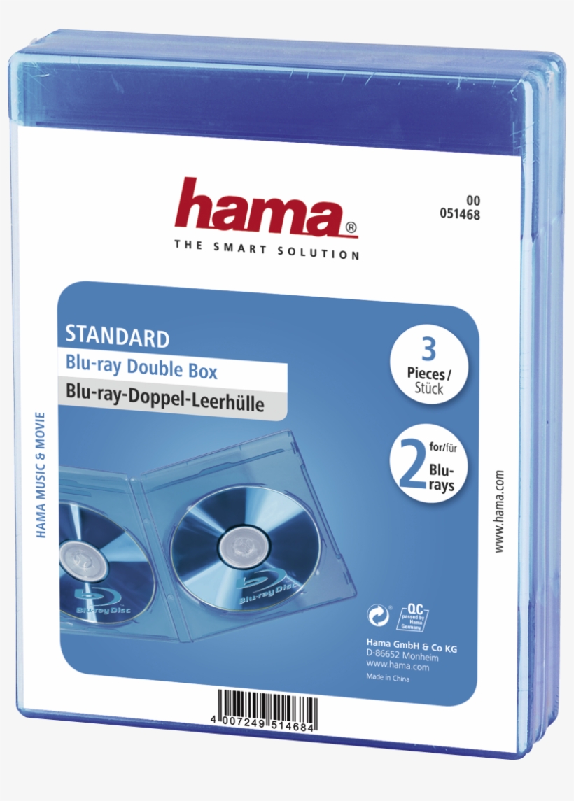 Blu Ray Dubbel Jewel Case 3 Pack Blauw - Hama Blu-ray Disc Double Jewel Cases - Blue (pack Of, transparent png #4096184