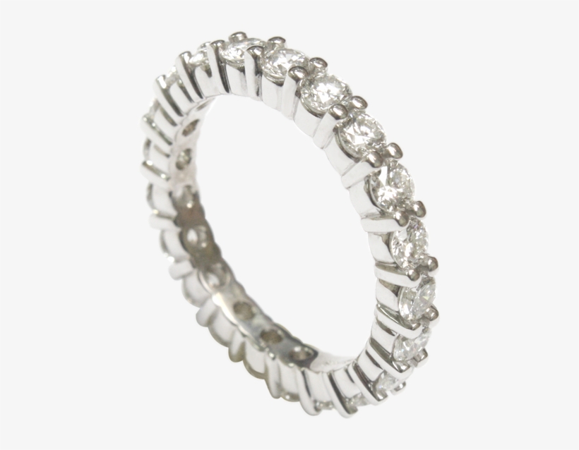14k White Gold Pave Eternity Band 14k White Gold Pave - Gold, transparent png #4096628