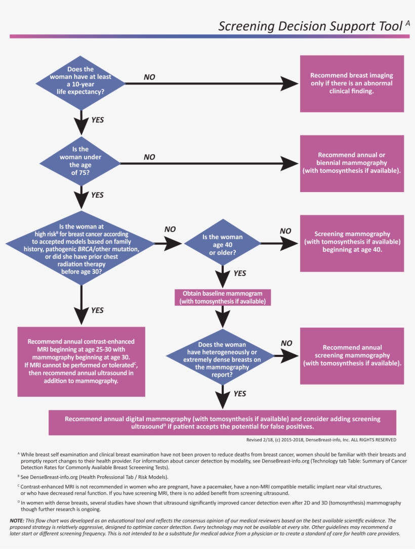 Breast Screening Decision Support Tool - Decision Flowchart, transparent png #4097262
