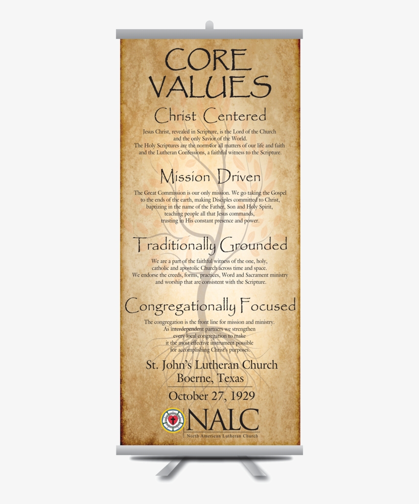 Nalc Lutheran Core Values Banner - North American Lutheran Church, transparent png #4097670