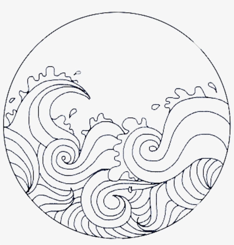 Cute Circle Overlay Remixit Waves Sea Frame Circleframe - Waves Tumblr Drawing, transparent png #4098497