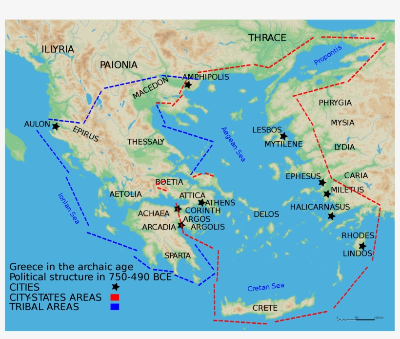Map Of The Archaic Period In Ancient Greece Or Ancient Map Of Greece 409 4098640 Greek Border Png