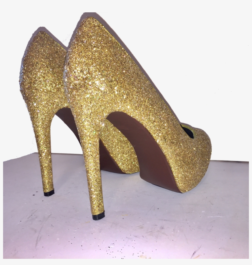 Women's Sparkly Gold Glitter Heels Pumps Bridal Wedding - Basic Pump, transparent png #4098724