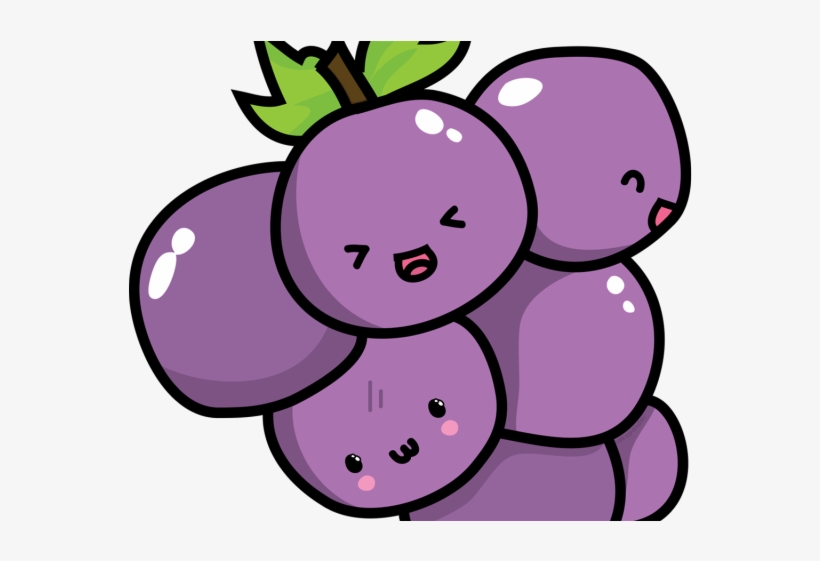 Grapes Clipart Kawaii - Chibi Grape, transparent png #4099106
