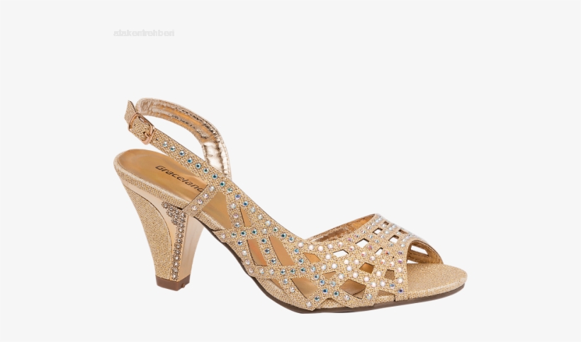 Slingback Cut Out Diamonte Heel Gold Upper Other Materials - Graceland Slingback Cut Out Diamonte Heel, Ladies Heels,, transparent png #4099129