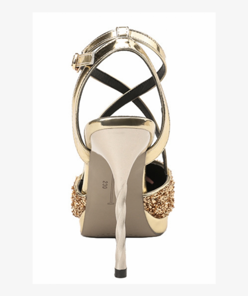 Tf Sk078 Sequins Cross Strap Heel Gold - High-heeled Shoe, transparent png #4099181
