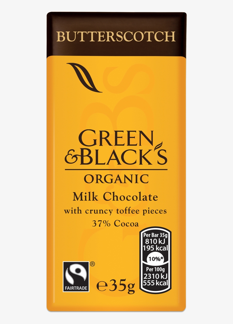 G&b's Butterscotch 35g Bar - Green And Blacks Salted Caramel, transparent png #4099917