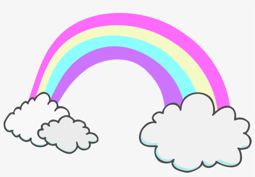 Rainbow With Clouds Vector - Clip Art, transparent png #410530