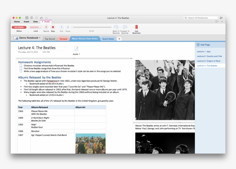 Audio Recording Comes To Onenote For Mac - Music Of The Beatles, transparent png #411178