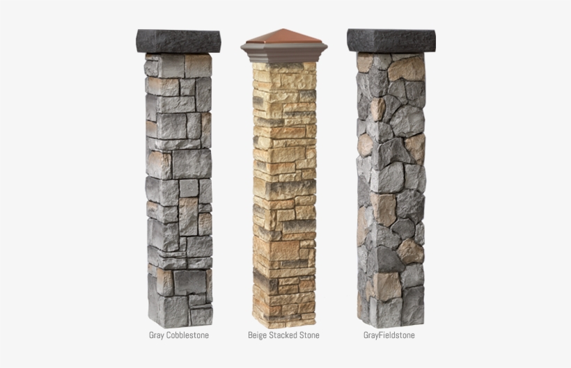 Cast Stone Postcovers From Deckorail Take Posts From - Beige Stacked Stone Post Cover - 53", transparent png #411308