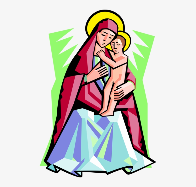 Vector Illustration Of Virgin Mary Mother Of God With - Madonna And Christ Jesus Clipart, transparent png #411553