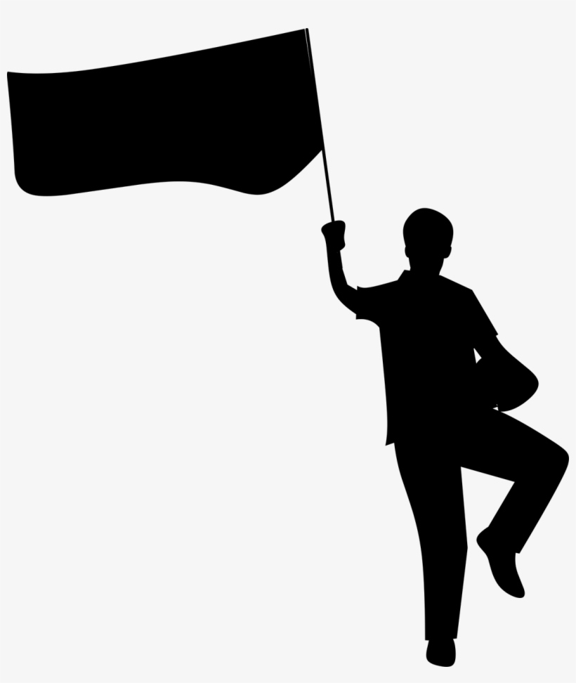 Silhouette Man People - Men Silhouette With Flag, transparent png #411951