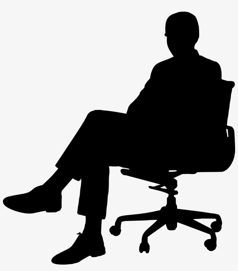 Silhouette Man Sitting At Getdrawings - Business People Sitting Silhouette, transparent png #412083