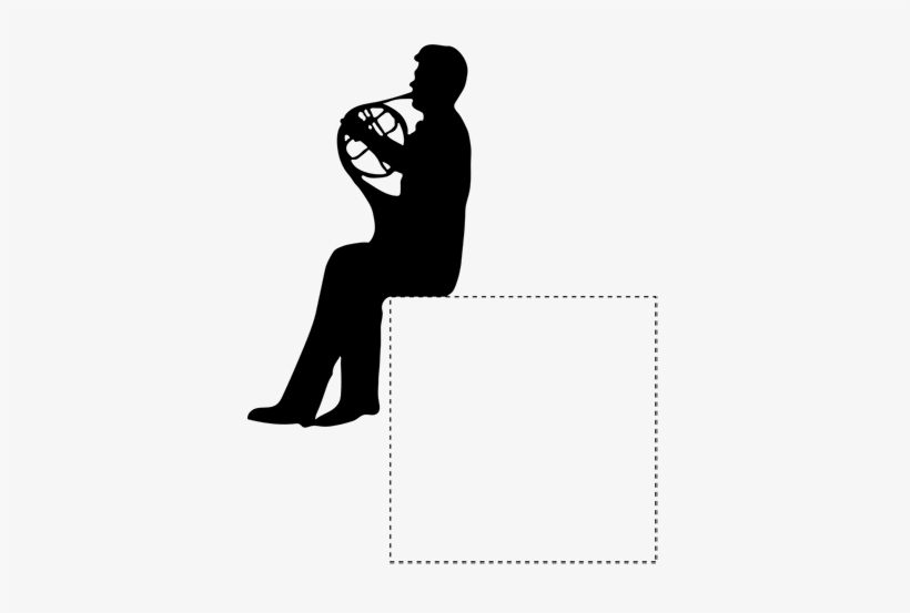 Silhouette Man Playing French Horn Sticker - Silueta Hombre Tocando Tambor, transparent png #412273